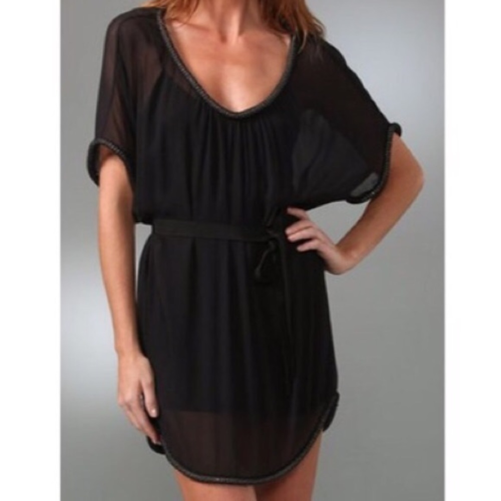NWOT DVF 💯silk black dress with beaded trim